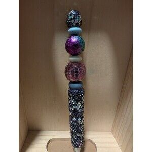 Pink Rhinestone Metallic Beaded Pen Handmade Purple Ab Rhinestone Mett Pen White